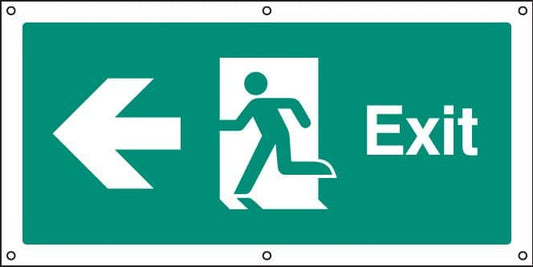 52011 Exit left banner c/w eyelets  (1270x610mm) Safety Sign