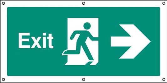 52012 Exit right banner c/w eyelets  (1270x610mm) Safety Sign