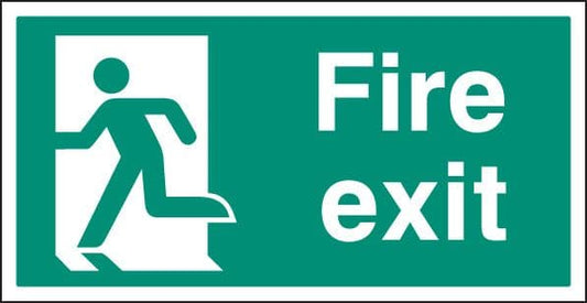 52106 Fire exit left BS single sided 800x400mm 5mm rigid  (800x400mm) Safety Sign
