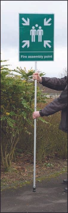 52123 Mobile assembly point aluminium on pole 450x600mm  (450x600mm) Safety Sign