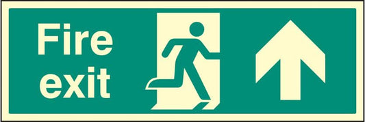 52125 Fire exit up single sided 900x300mm photoluminescent  (900x300mm) Safety Sign