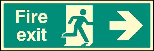 52126 Fire exit right single sided 900x300mm photoluminescent  (900x300mm) Safety Sign