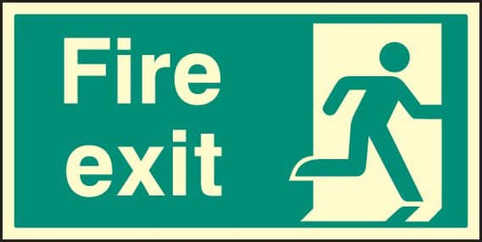 52127 Fire exit right single sided 800x400mm photoluminescent  (800x400mm) Safety Sign