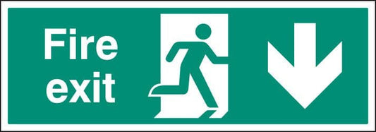 52139 Fire exit arrow down single sided 1200x400mm 5mm rigid  (1200x400mm) Safety Sign