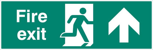 52160 Fire exit double sided with arrow up 1200x400mm 5mm rigid  (1200x400mm) Safety Sign