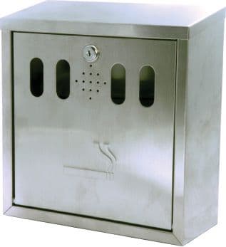 53036 Wall mounted stainless steel cigarette bin  (H260xW260xD100mm) Safety Sign