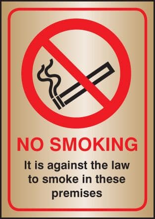 53078 No smoking it is against the law A5 brass  (148x210mm) Safety Sign