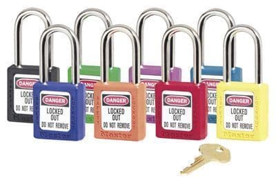 53315 Safety Lockout Padlock, Keyed Different, Red Safety Sign