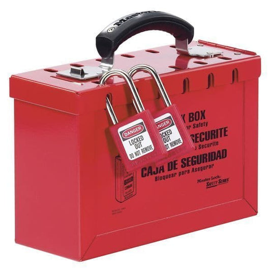 53332 Portable Group Lockout Box, RED Safety Sign
