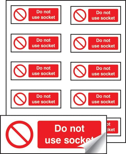 53437 Do not use socket sheet of 10 labels 40x18mm  (40x18mm) Safety Sign