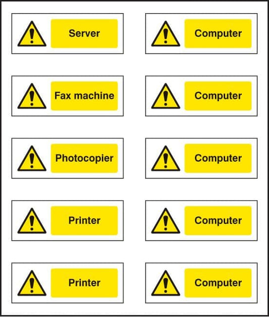 54040 Office labels (various machinery) sheet of 10 labels 40x18mm  (40x18mm) Safety Sign