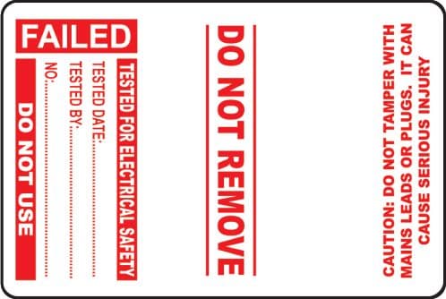 54043 100 PAT Test Cable Wrap Labels - Failed 75x50mm  (75x50mm) Safety Sign