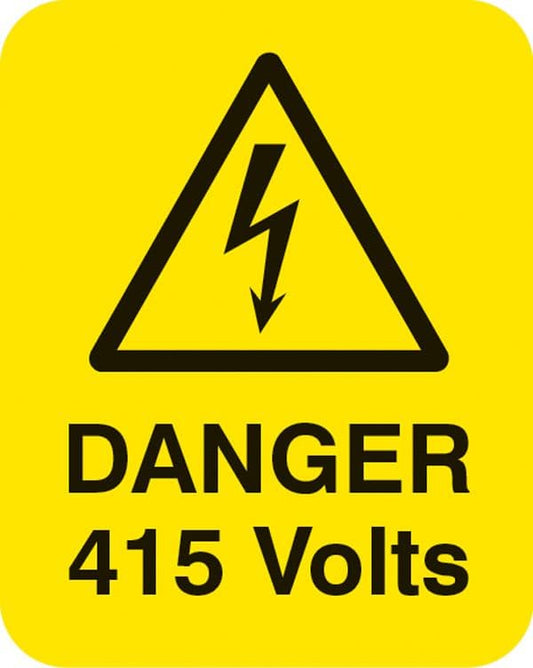 54048 Danger 415 volts Sheet of 25 labels 40x50mm  (40x50mm) Safety Sign