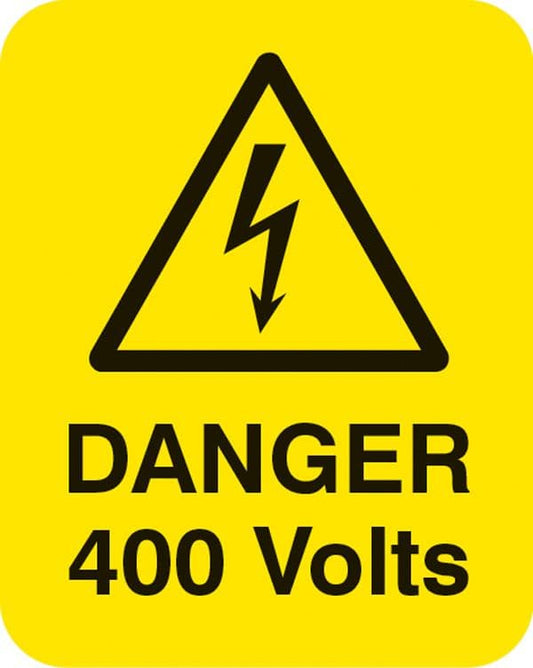 54052 Danger 400 volts Sheet of 25 labels 40x50mm  (40x50mm) Safety Sign