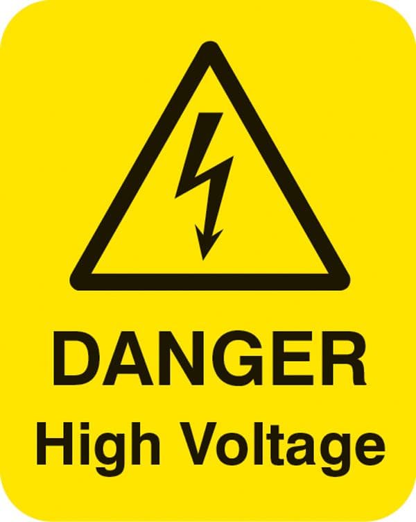 54054 Danger high voltage Sheet of 25 labels 40x50mm  (40x50mm) Safety Sign