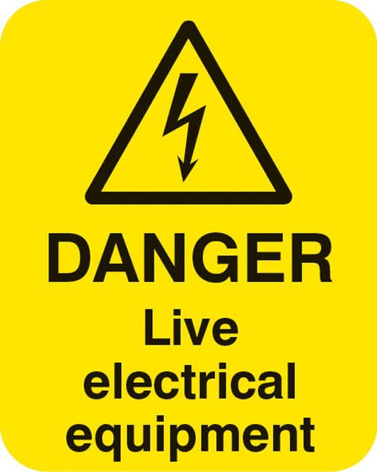 54058 Danger live electrical equipment Sheet of 25 labels 40x50mm  (40x50mm) Safety Sign