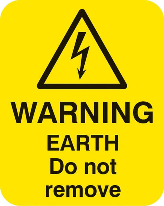 54063 Warning earth do not remove Sheet of 25 labels 40x50mm  (40x50mm) Safety Sign