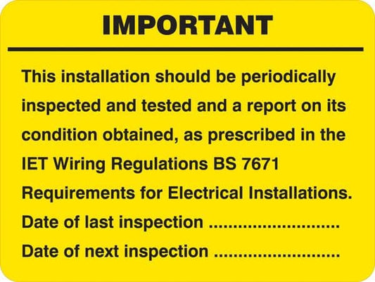 54064 Periodic inspection labels Sheet of 9 Labels, 100x75mm  (100x75mm) Safety Sign