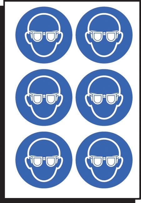 55035 Eye protection symbol 100mm dia - sheet of 6  (100mm dia) Safety Sign