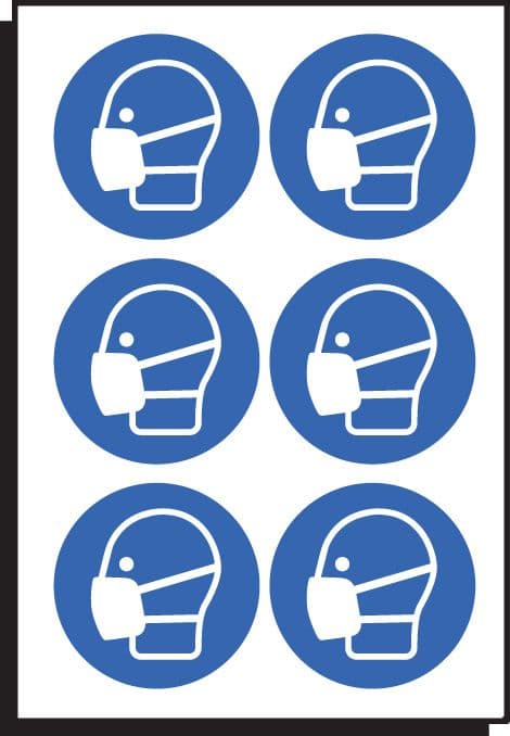 55048 Mask symbol 100mm dia - sheet of 6  (100mm dia) Safety Sign
