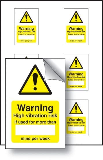 55051 High vibration risk if used minutes/per week 50x75mm - sheet of 6  (50x75mm) Safety Sign