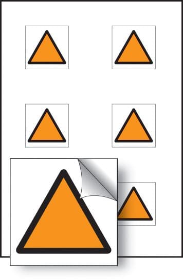 55055 Orange triangle vibration safety 25x25mm - sheet of 6 self adhesive  (25x25mm) Safety Sign