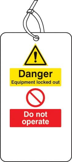 55071 Lockout Tag - Danger equipment  locked out Do not operate (80x150mm) Pk of 10  (80x150mm)