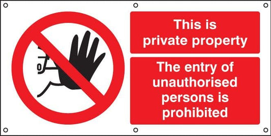55092 This is private property banner c/w eyelets  (1270x610mm) Safety Sign