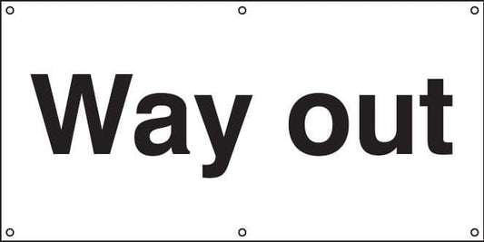 55095 Way out banner c/w eyelets  (1270x610mm) Safety Sign