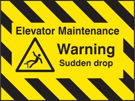 55131 Door Screen Sign- Elevator maintenance, warning sudden drop 600x450mm (600x450mm) Safety Sign