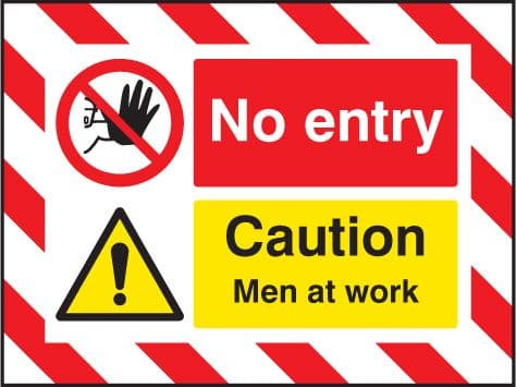 55134 Door Screen Sign- No entry Caution men at work 600x450mm  (600x450mm) Safety Sign