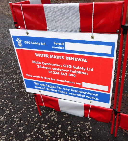 55138 Courtesy Sign with Bungee ties 810x610 Euroflute  (810x610mm) Safety Sign