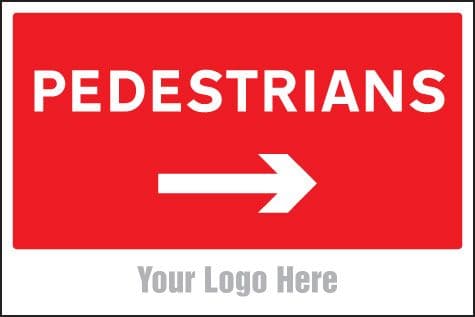 55757 Pedestrians, arrow right, site saver sign 600x400mm  (600x400mm) Safety Sign