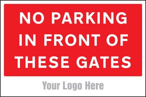 55765 No parking in front of these gates, site saver sign 600x400mm  (600x400mm) Safety Sign