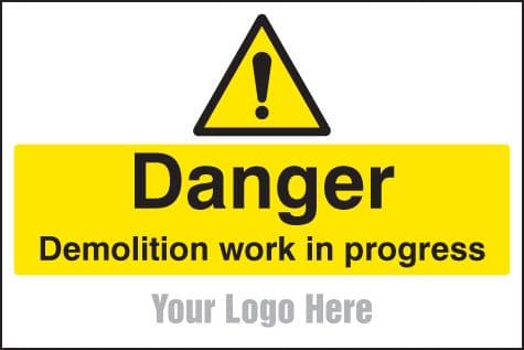 55786 Danger demolition in progress, site saver sign 600x400mm  (600x400mm) Safety Sign
