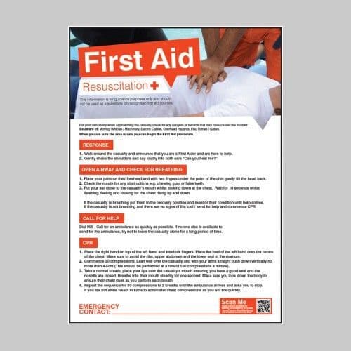 55900 First aid emergency resuscitation 420x594mm poster  (420x594mm) Safety Sign