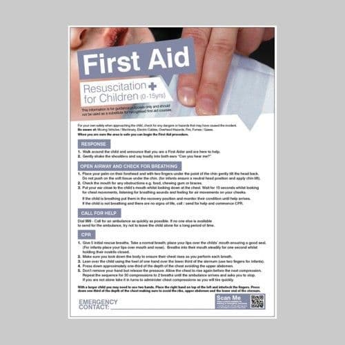 55907 First aid resuscitation for children 420x594mm poster  (420x594mm) Safety Sign