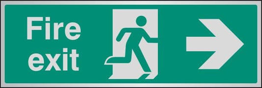 55923 Fire exit arrow right aluminium 300x100mm  (300x100mm) Safety Sign