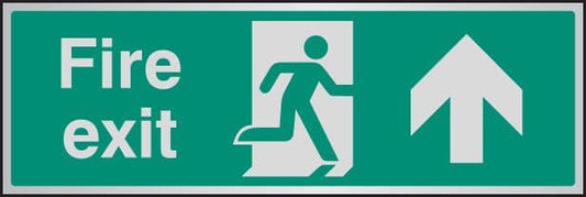 55925 Fire exit arrow ahead aluminium 300x100mm  (300x100mm) Safety Sign