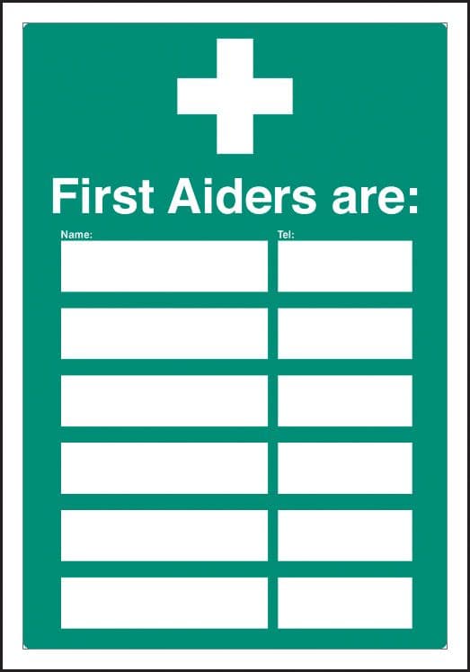 56022 First aiders are (space for 6) adapt-a-sign 215x310mm  (215x310mm) Safety Sign