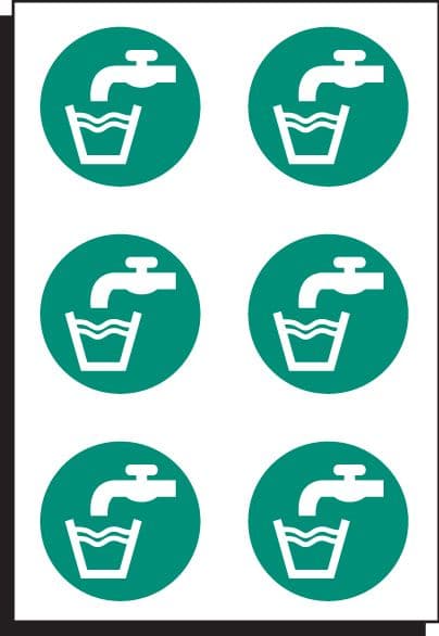 56094 Drinking water 65mm dia - sheet of 6  (65mm dia) Safety Sign