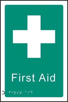 56180 Braille - First aid  (150x225mm) Safety Sign