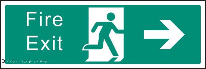 56186 Braille - Fire exit right  (450x150mm) Safety Sign
