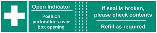 56300 First aid box tamper labels  (82x23mm on roll of 50)  (82x23mm) Safety Sign
