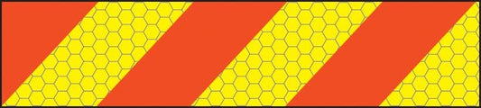 56341 ECE70 Vehicle marking plate 600x140mm left hand chevron  (600x140mm) Safety Sign