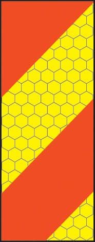 56343 ECE70 Vehicle marking plate 140x300mm left hand vertical chevron  (140x300mm) Safety Sign