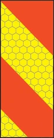56344 ECE70 Vehicle marking plate 140x300mm right hand vertical chevron  (140x300mm) Safety Sign