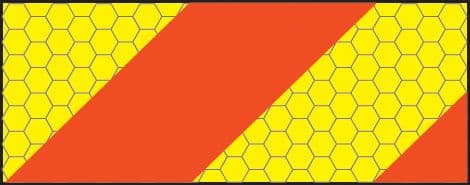 56345 ECE70 Vehicle marking plate 300x140mm left hand horizontal chevron  (300x140mm) Safety Sign