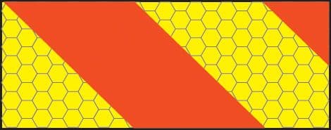 56346 ECE70 Vehicle marking plate 300x140mm right hand horizontal chevron  (300x140mm) Safety Sign
