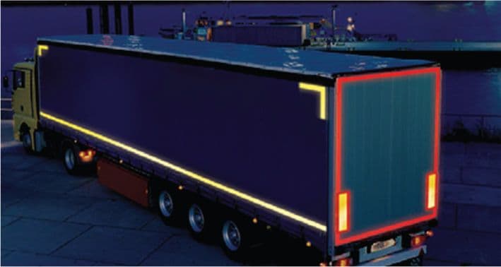 56353 Yellow lorry marking contour tape 51mmx50m (curtain vehicle)  (51mm x 50M) Safety Sign